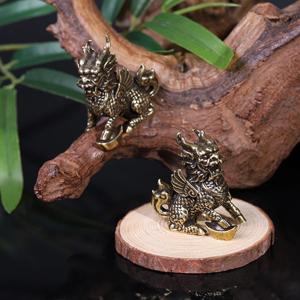 

2pcs Brass Ornament Desktop Decoration Home Office Interior Auspicious Adornments