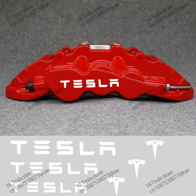 9PCS Car Brake Caliper Sticker Heat Resistant Decal Decoration PVC Sticker Decal  For Tesla Model 3 X S Y P100D Auto Accessories