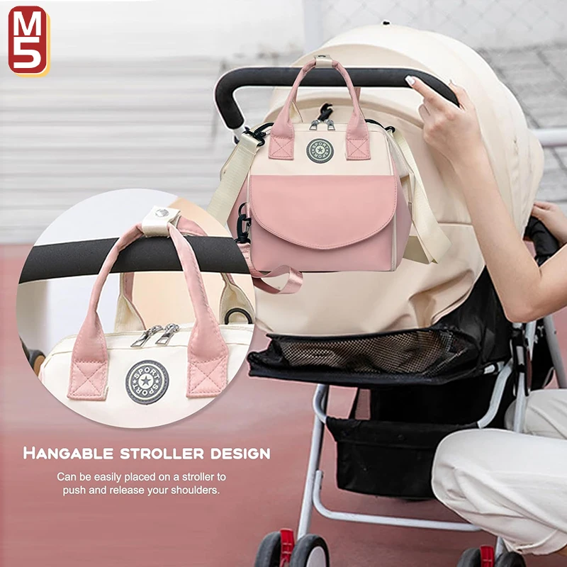 

Mommy Bag Waterproof Design Diaper Bag with Insulation The Handbag with Detachable Front Pocket and Multiple Functions Knapsack