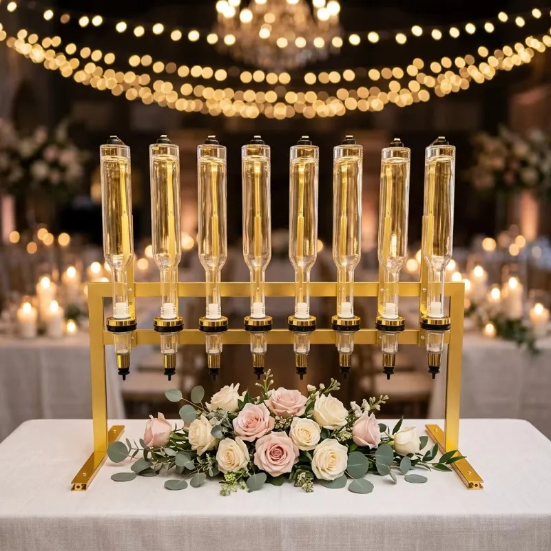 Golden 8 Units Multi-use Liquid Dispenser Liquor Perfume Essential Oil Container Wedding Bar Ornament