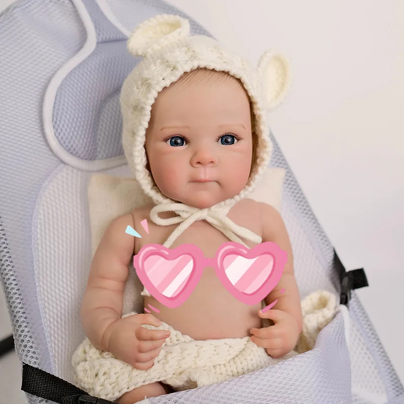 48cm Reborn Full Vinyl Body Bettie Girl Lifelike Real Newborn Baby Doll Hand-Detailed Paint Hair