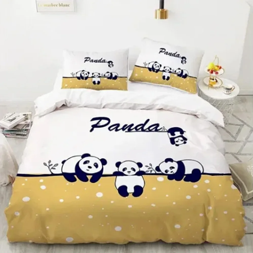 Cartoon Animal Duvet Cover Sets Queen King Size Cute Polyester Bedding Set 3D Lovely Fox Panda Bird Theme for Boys Girls