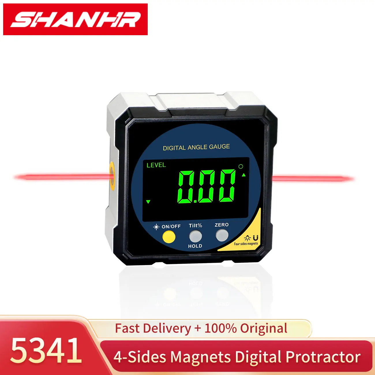 

Цифровой угломер-инклинометр SHANHR с перезаряжаемой батареей, 2-сторонним лазером и магнитным основанием, с 4-сторонними магнитами