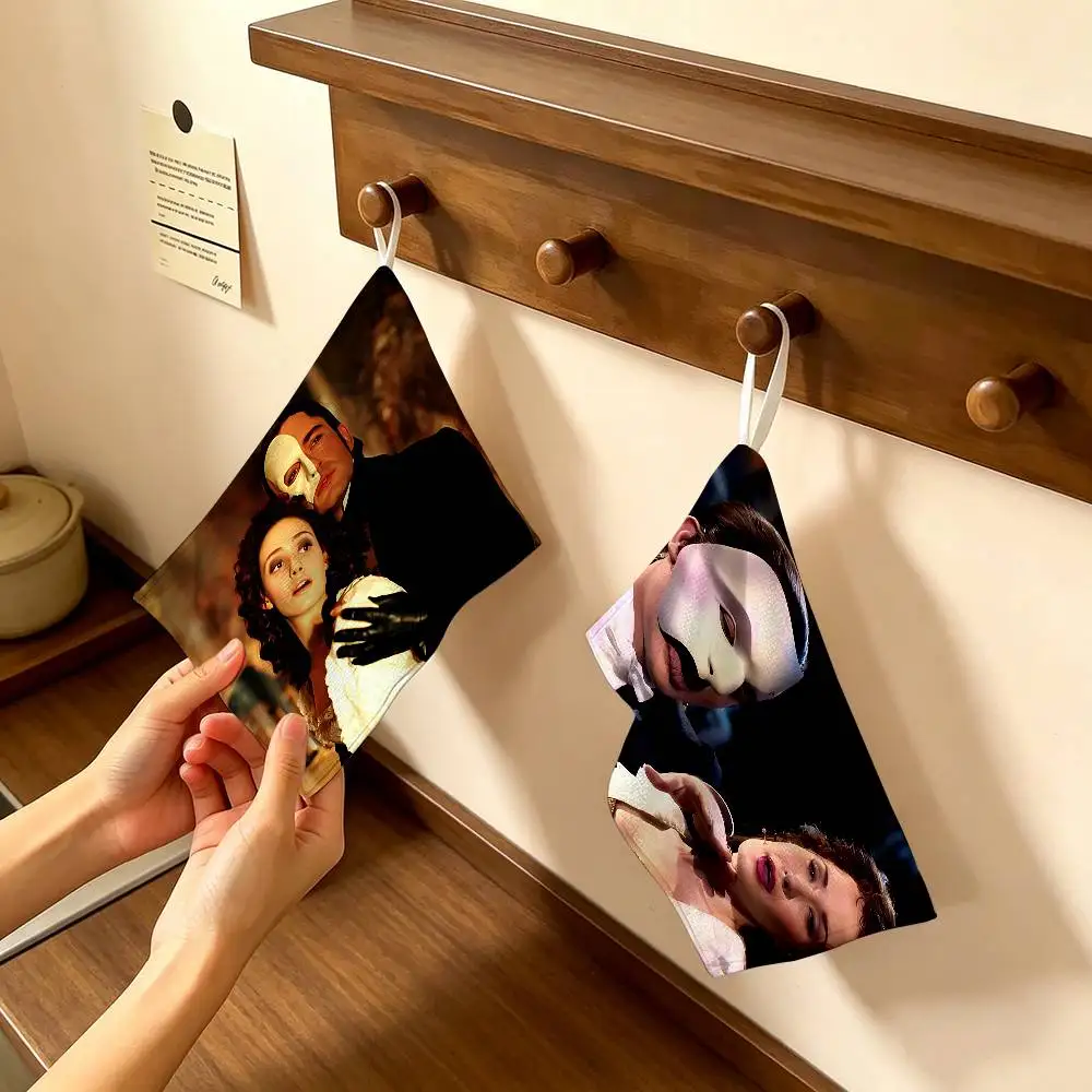 Musical The Phantom Of The Opera Polyester Cotton Hanging Kitchen Towel, Absorbent Hand Wiping Cloth for Daily Cleaning Drying
