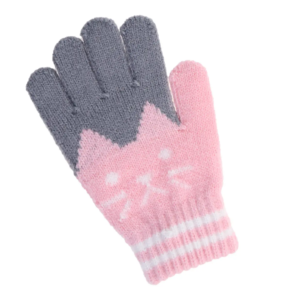 

Knit Gloves Warm Winter Gloves For Kids Soft Cotton Blend Stretchy Hand Protection Outdoor Snow Play Camping Travel Pink