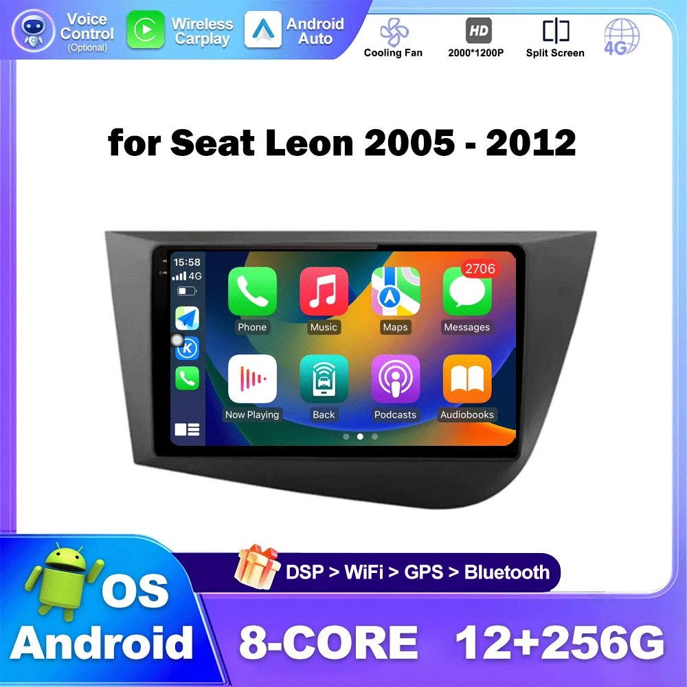 

Android OS for Seat Leon 2005 - 2012 Car Radio Multimedia Video Player GPS Navi auto WiFi BT DSP Head Unit Wireless Carplay FM