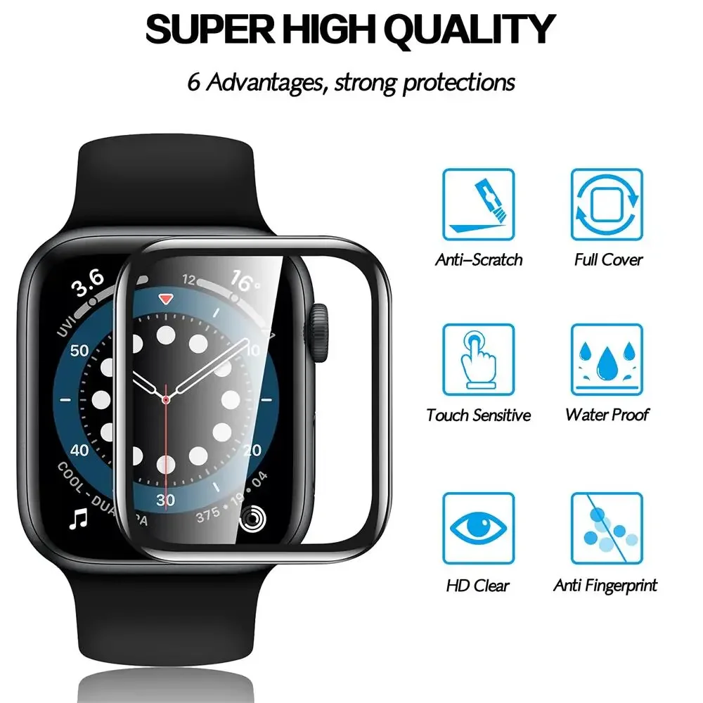 Soft Glass For Apple Watch Screen Protector 44mm 45mm 41mm 38mm 42 9D HD Full Film iWatch series 6 5 3 8 7 9 se 40mm Accessories image 2