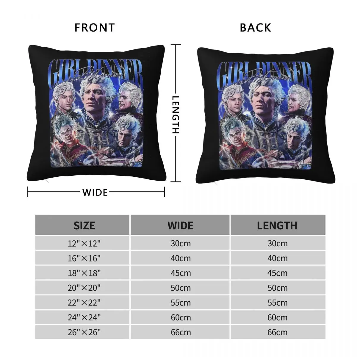 BG3 Astarion Girl Dinner Square Pillowcase Polyester Linen Velvet Printed Zip Decorative Throw Pillow Case Sofa Cushion Cover