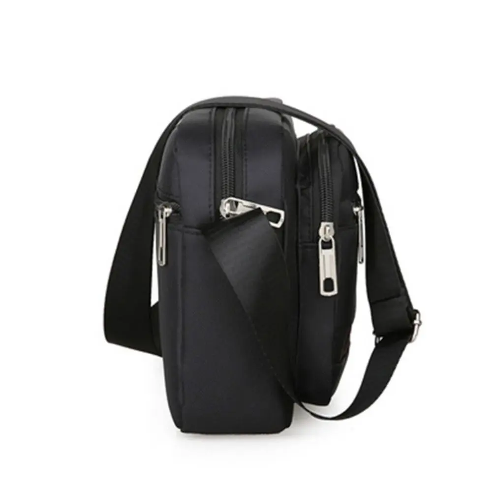 Casual Nylon Men Crossbody Bags Black Brown Blue Green 4 Zippers Shoulder Bag Rectangle Oxford Cloth Large Satchel Unisex