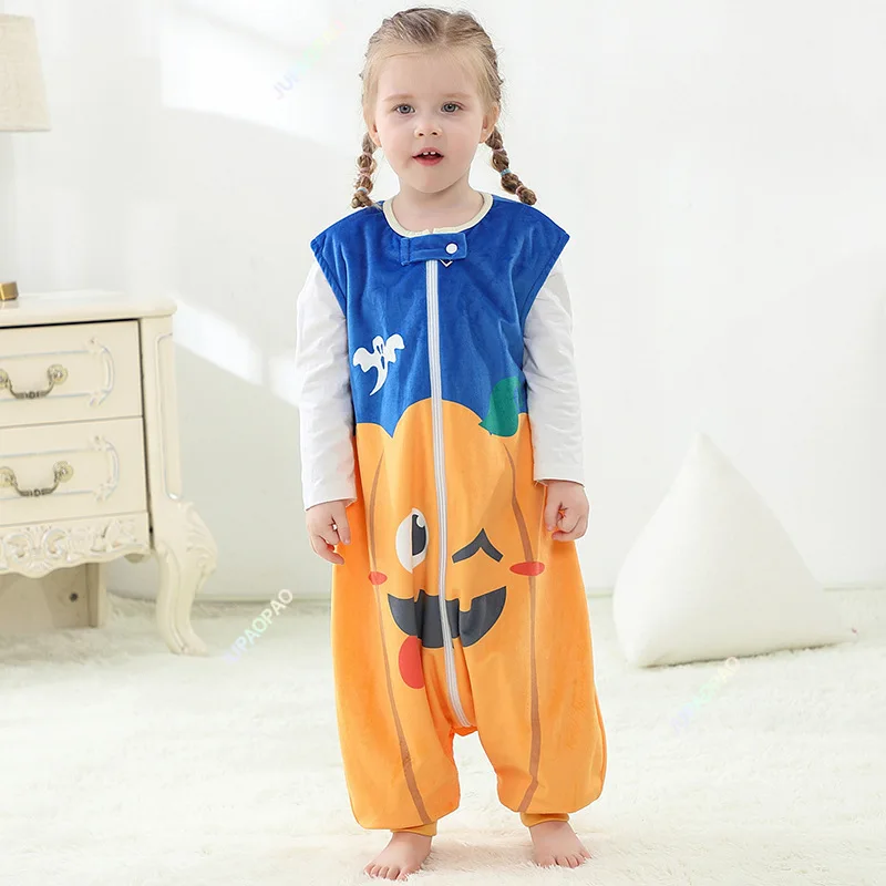 Children's Cartoon Baby Pumpkin Sleeping Bag Sack Sleeveless Winter Wearable Blanket Sleepers Sleepwear Pajamas For Girl Boy