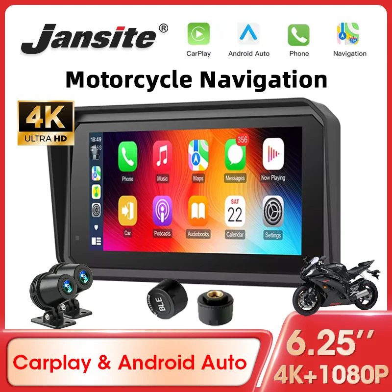 

6.25 Inch Portable Motorcycle DVR Carplay GPS for Moto Navigation IPX7 Waterproof Screen Wireless Android Auto Motobike Monitor