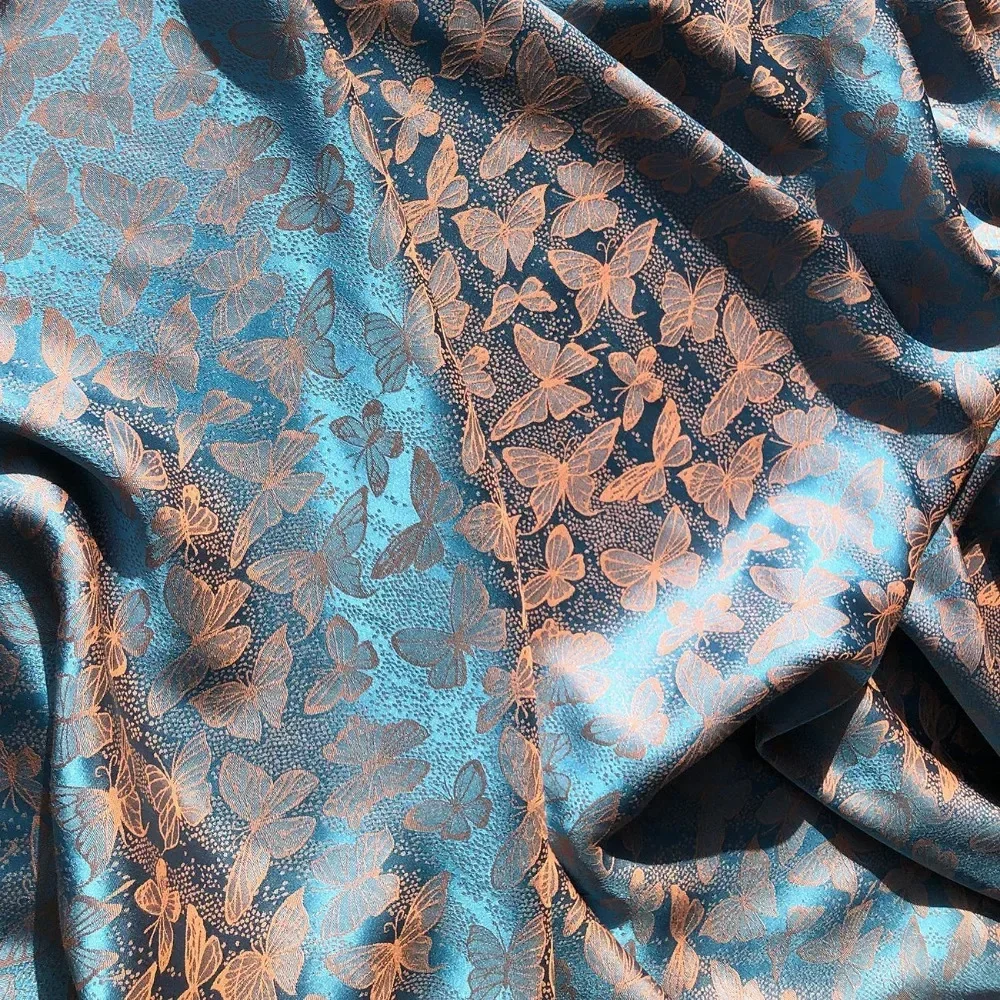 Butterfly Jacquard Fabric By Meters for Cheongsam Dress Shirt Pajamas Diy Sewing Needlework Cloth Soft Smooth Yellow Pink Purple