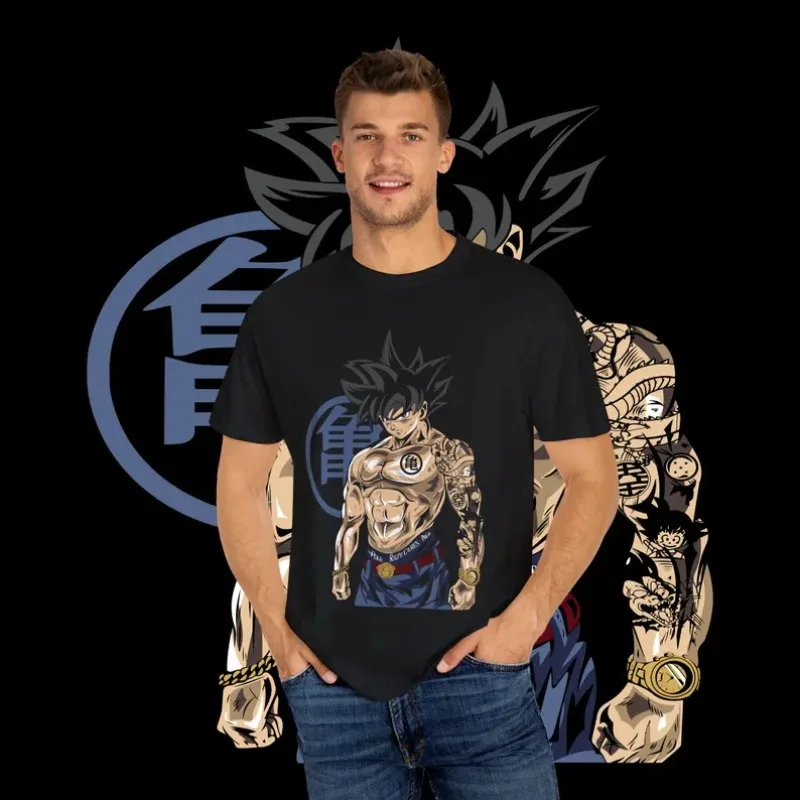 

Muscle Goku T Shirt Men's Dragon Ball Z Kamehameha Short Sleeve Super Saiyan Summer Cotton Women Tees Streetwear Casual Hip Hop