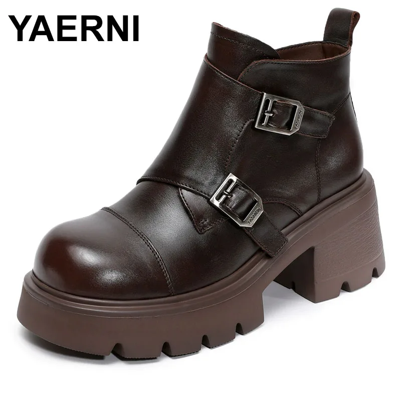 

Ботинки Briti Sle в стиле ретро, женские мотоциклетные ботинки Thi Bot ort, высокие сапоги из воловьей кожи с головным убором