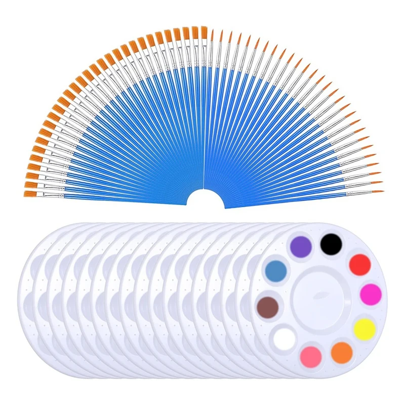 

150 Pcs Paint Brush And Palette Set, For Oil, Watercolor, Acrylic Painting, Canvas, Face Rock, Painting