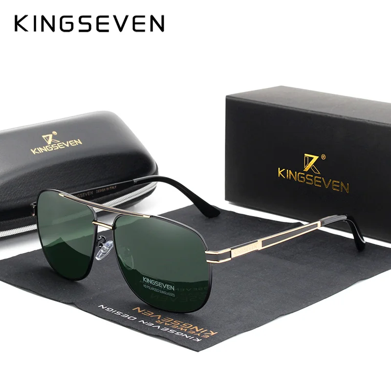 KINGSEVEN Men Women Polarized Sunglasses Square Red Mirror Lens 100% UV Protection Oculos De Sol Masculino N738