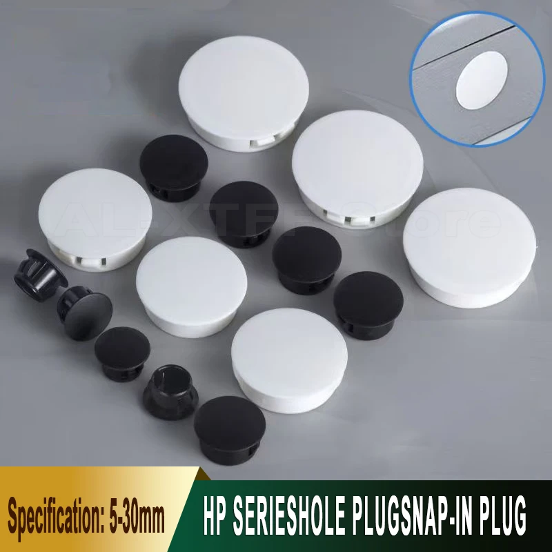 

5mm-30mm Circular Black/White Snap Fit Hole Plug Cover Round Hole Cover Punched End Cover Sealed Plug Furniture Hole Bag