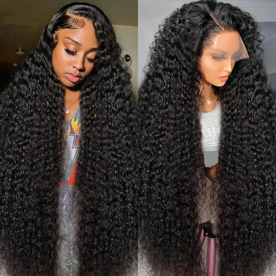 Perruque Lace Front Wig Naturelle Bouclée, Cheveux Humains, Deep Wave, 13x4, 13x6, 30 40 Pouces, Densité 200, pour Femme