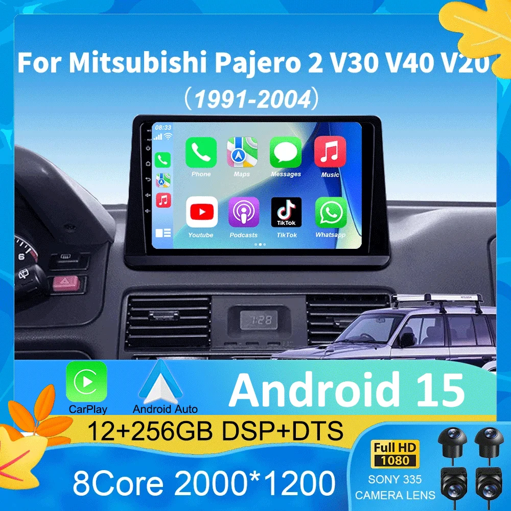 

For Mitsubishi Pajero 2 V30 V40 V20 1991 - 2004 Car Radio Multimedia Video Player Navigation stereo GPS Android 15 No 2din 2 din