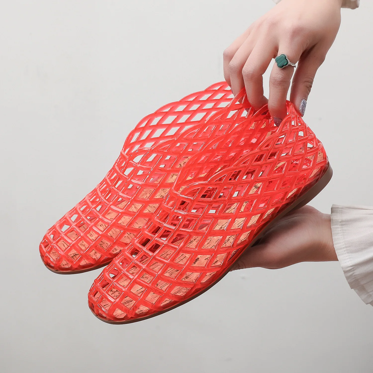 

New 2025 Women Leisure Jelly Sandals Cut-out Soft PVC Breathable Summer Flat Shoes Close Toe Female Street Flats