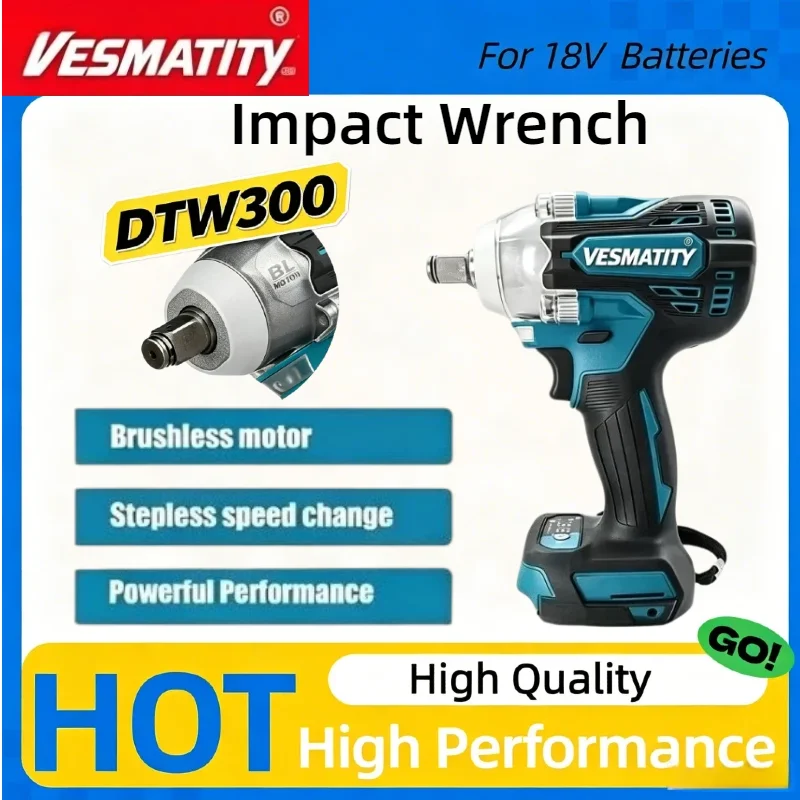 DTW300 Brushless Cordless Impact Wrench 330Nm High Torque Wind Cannon Tire Removal Lithium Auto Repair Tool For Makita Battery