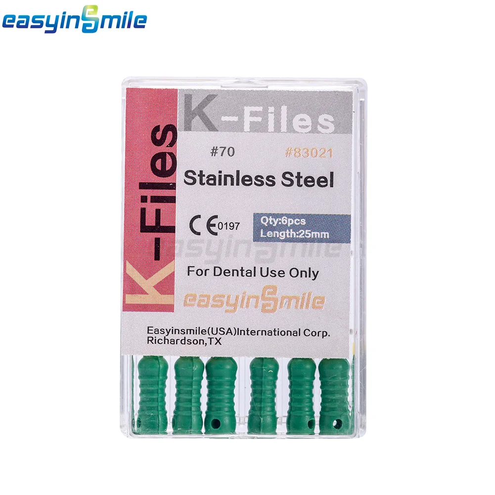 1pack EASYINSMILE Dental Endo File K Files Stainless Steel Root Canal Hand Use 25MM Size70