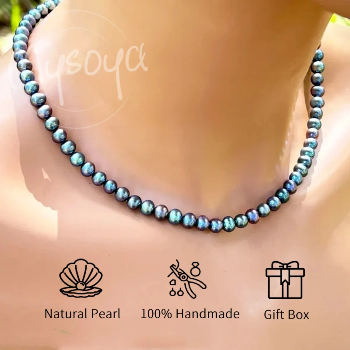 

Ожерелье MYSOYA из натурального пресноводного жемчуга «Павлин», почти круглой формы, 6-8 мм, с подарочной коробкой. Универсальное украшение для него/нее.