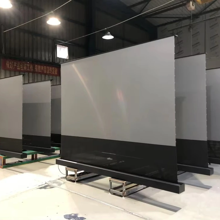 

100-Inch Motorized Rollable Laser TV Tensioned Floor Rising Projector Screen Ambient Light Rejecting Ultra-Short Throw For Laser