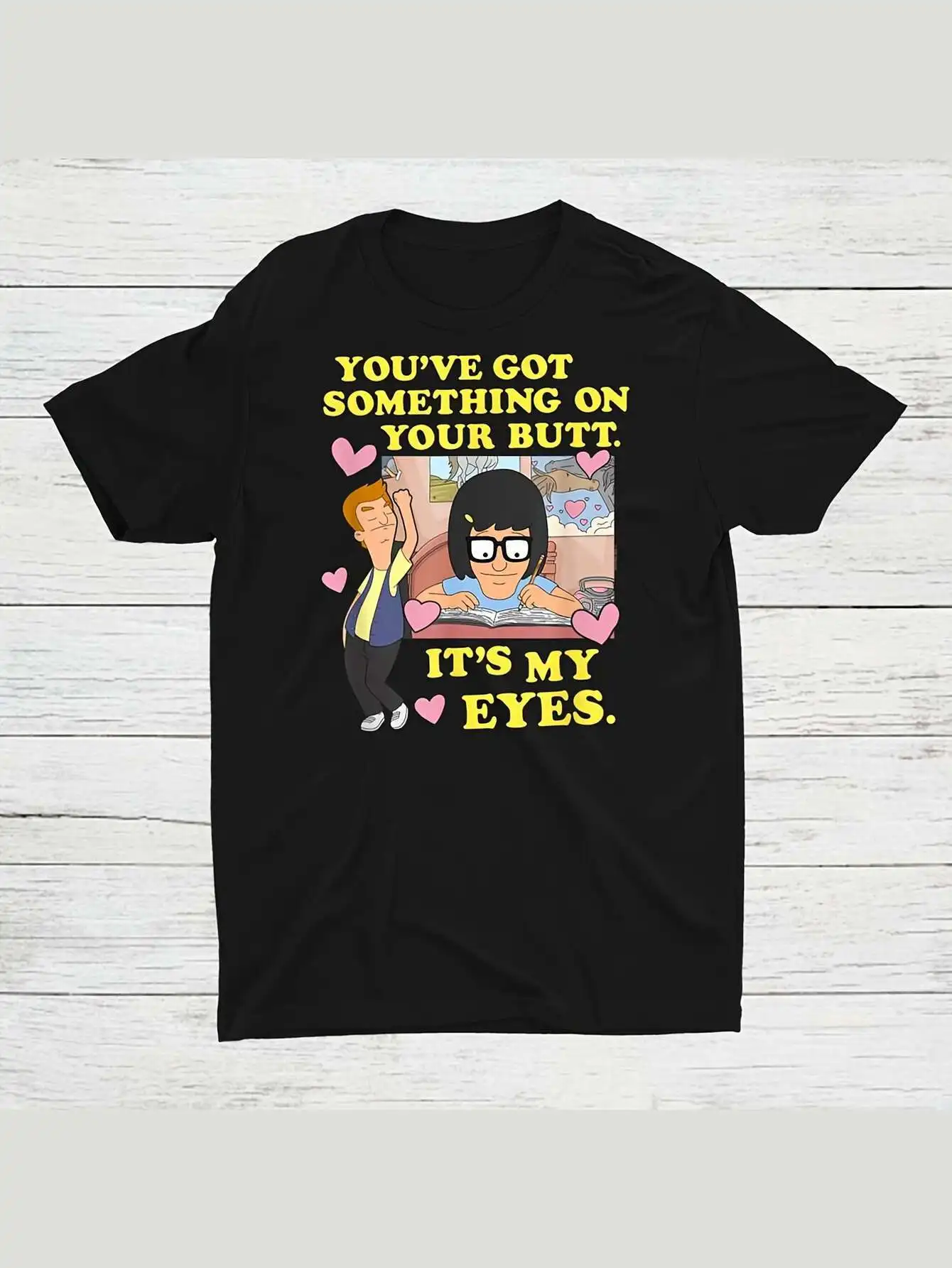 

Bobs Burgers "Something On Your Butt" T-Shirt - 100% Cotton, Boys/Men Casual Streetwear Tee