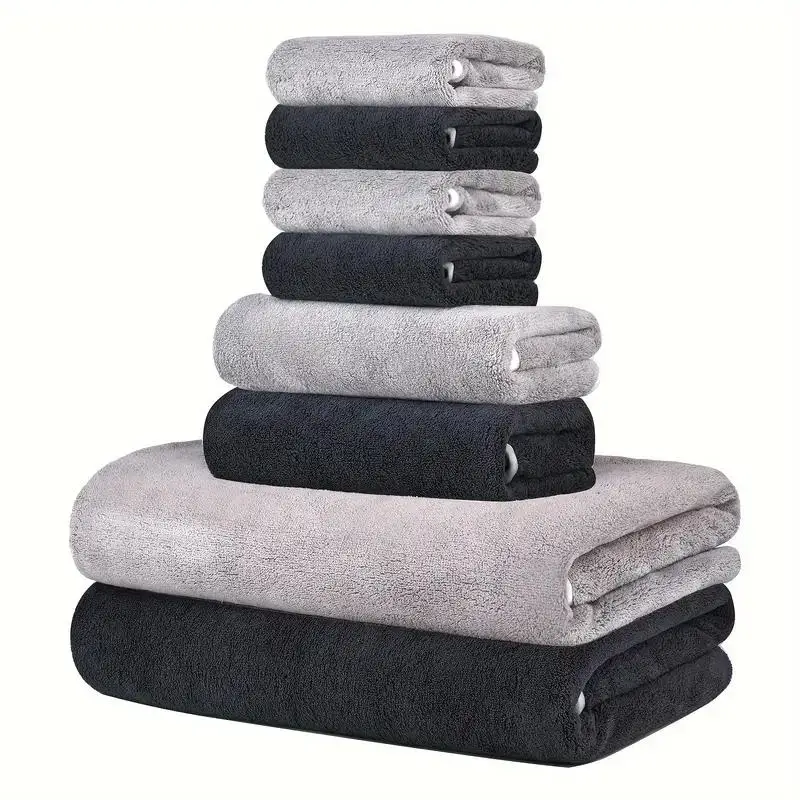 8 pcs of multi-sized coral fleece pet bath towels - Soft and absorbent plain-colored towels, suitable for dogs/cats to use