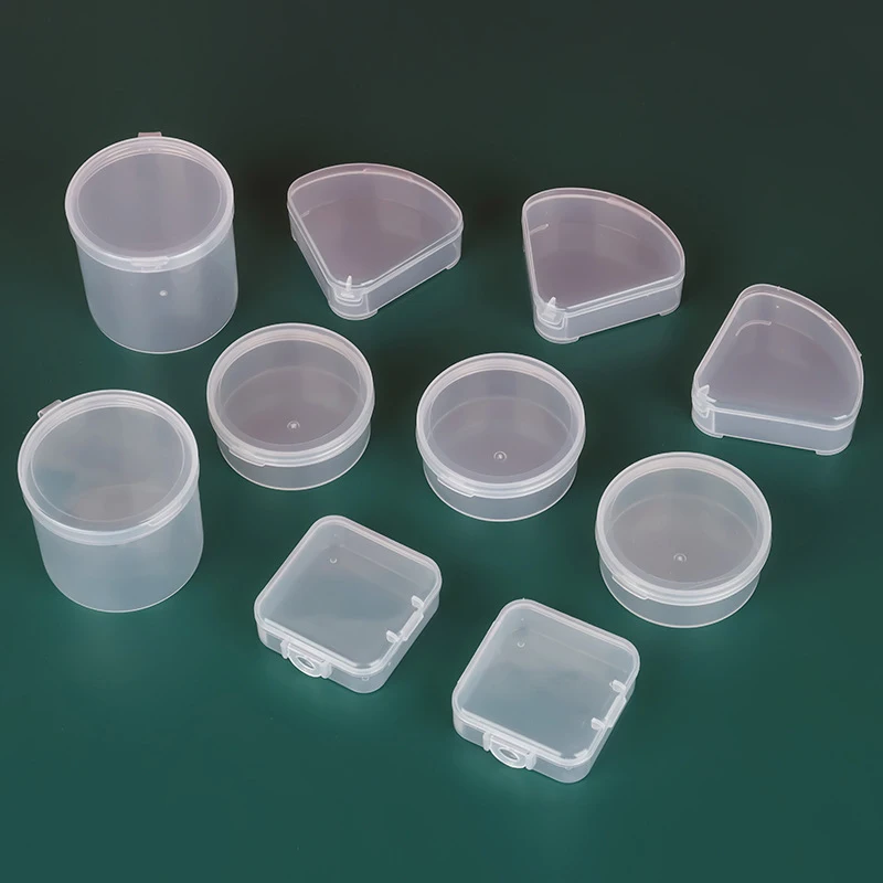 1Pcs Clear Small Plastic Containers Transparent Storage Organizer Box With Hinged Lid For Items Crafts Jewelry Package Cases