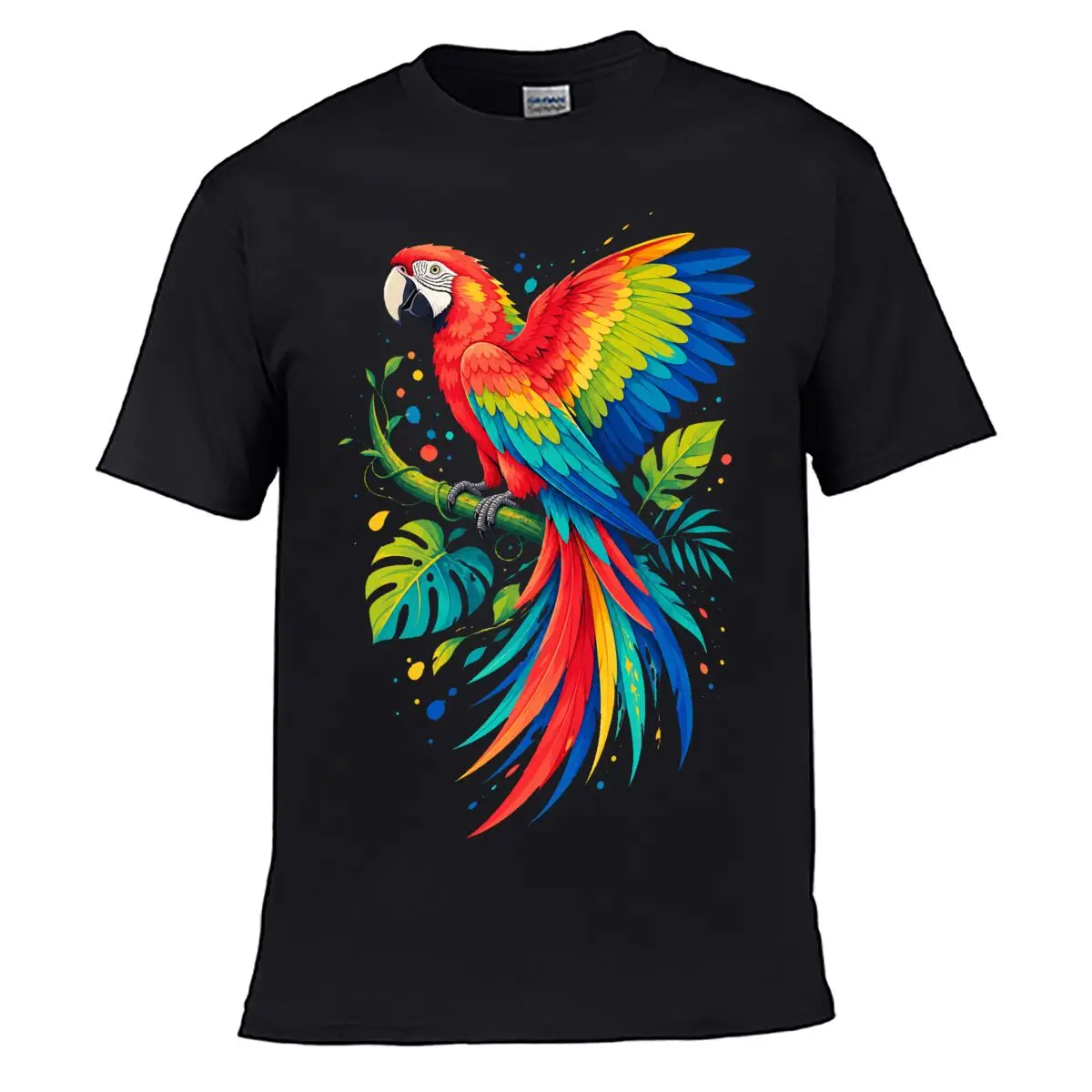 Camiseta Casual con Estampado de Colores de Guacamaya Tropical, Estilo Vintage, Desgastada y Lavada