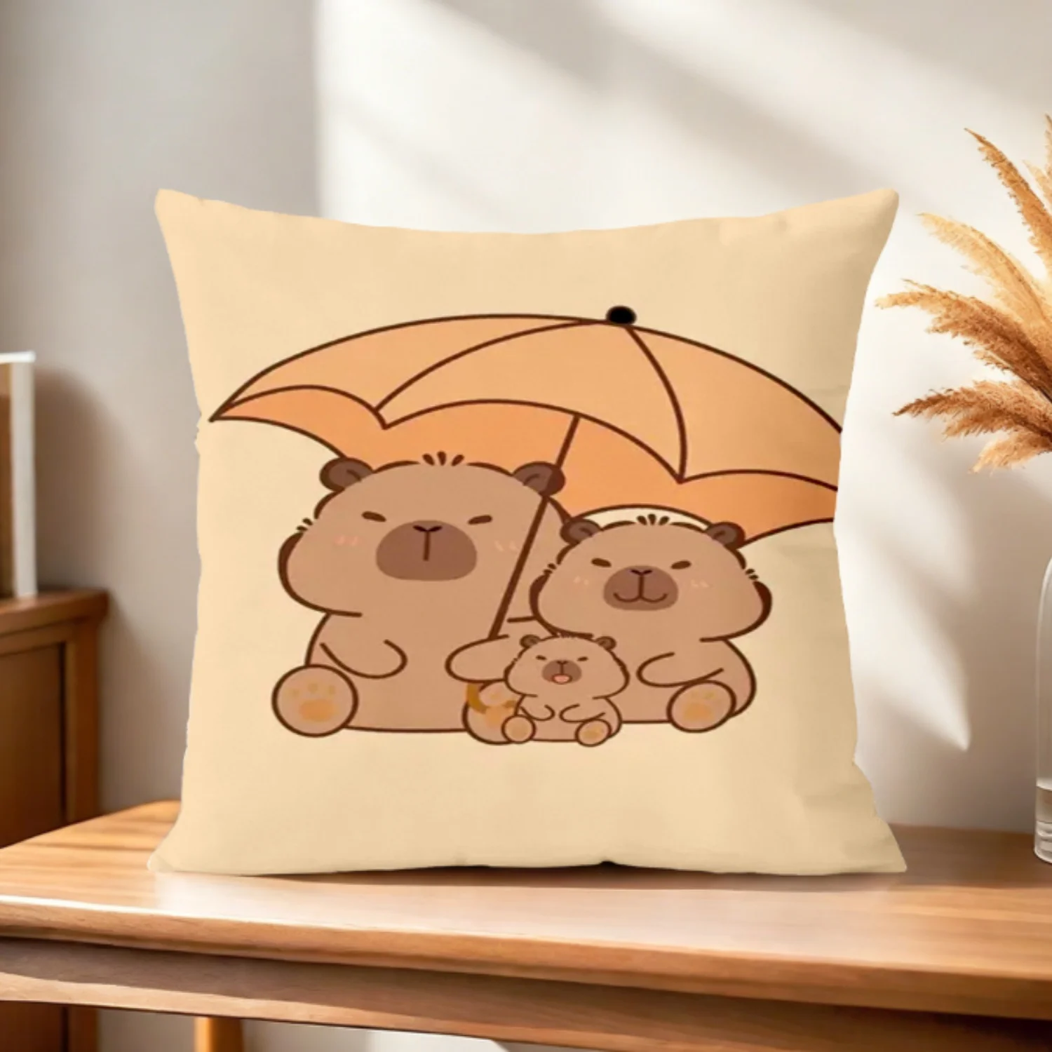 غطاء وسادة كابيبارا اللطيف بتصميم طباعة مسطحة من نسيج البوليستر، نسيج فائق النعومة وصديق للبشرة #1