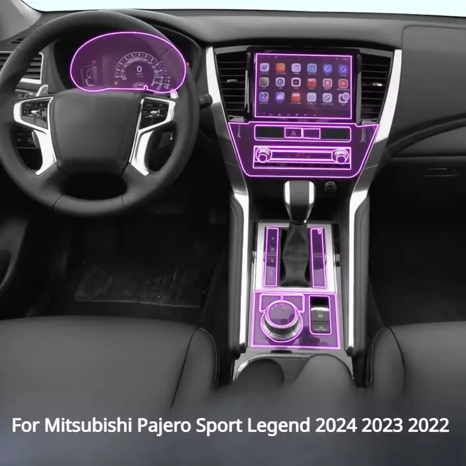 For Mitsubishi Pajero Sport Legend 2024 2023Car Interior Accessories film transparent TPU Gear Panel Center Console Anti-scratch