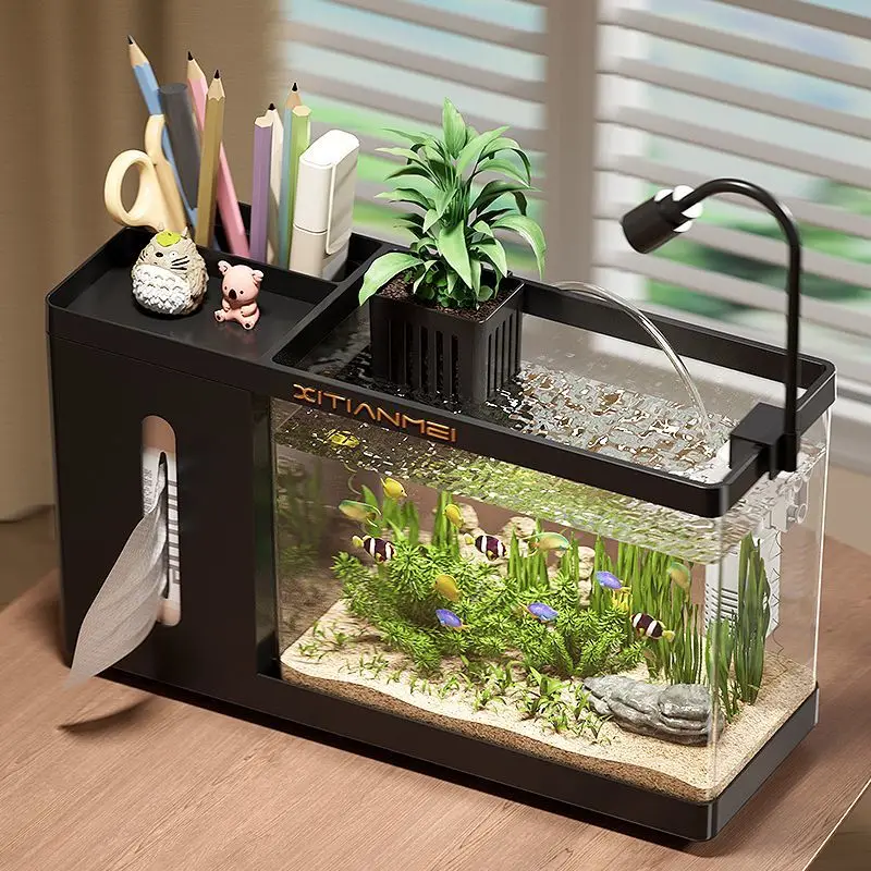 2026 Desktop Multi functional Storage Box Office/Home Transparent Fish Tank Home Desktop Decorative Paper Box Fish Tank LI700