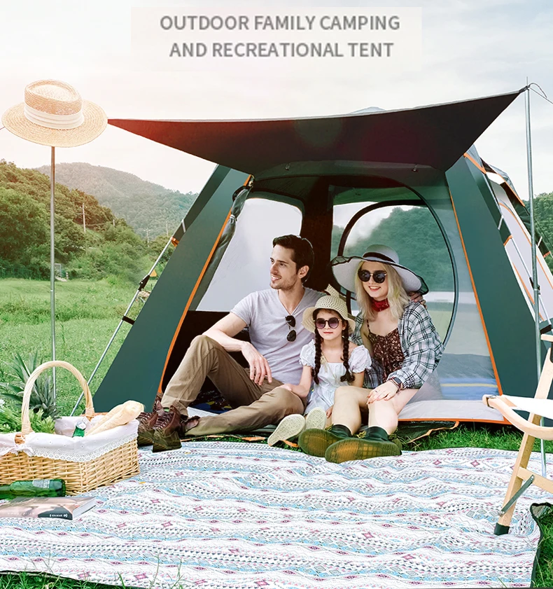 Instant Pop Up Family Camping Tent 2-4 Person Portable Tent Automatic Tent Waterproof Windproof for Camping Hiking Mountain