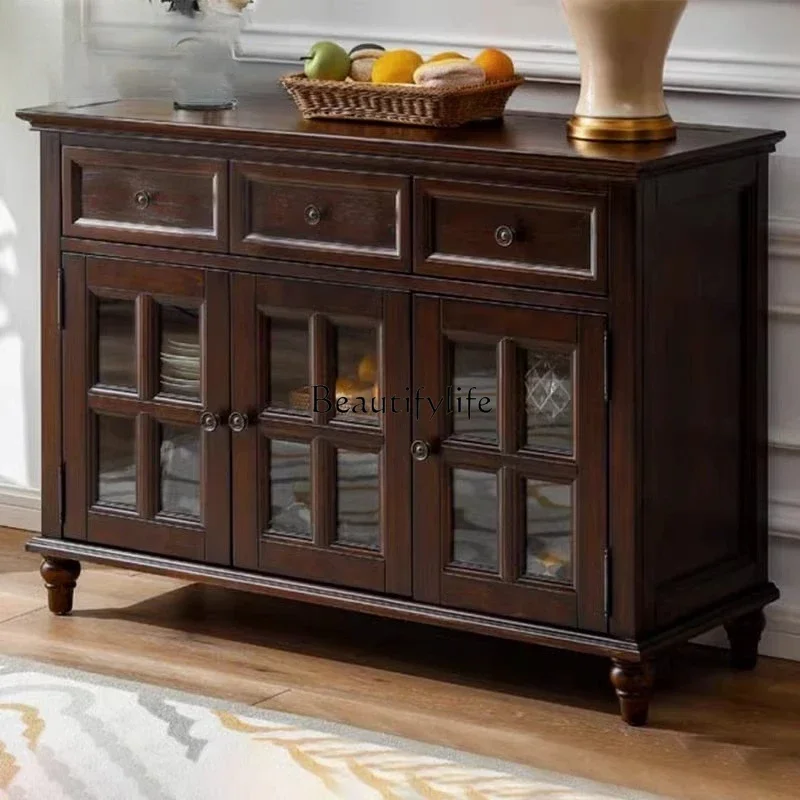 

66.LSolid wood dining side cabinet retro locker