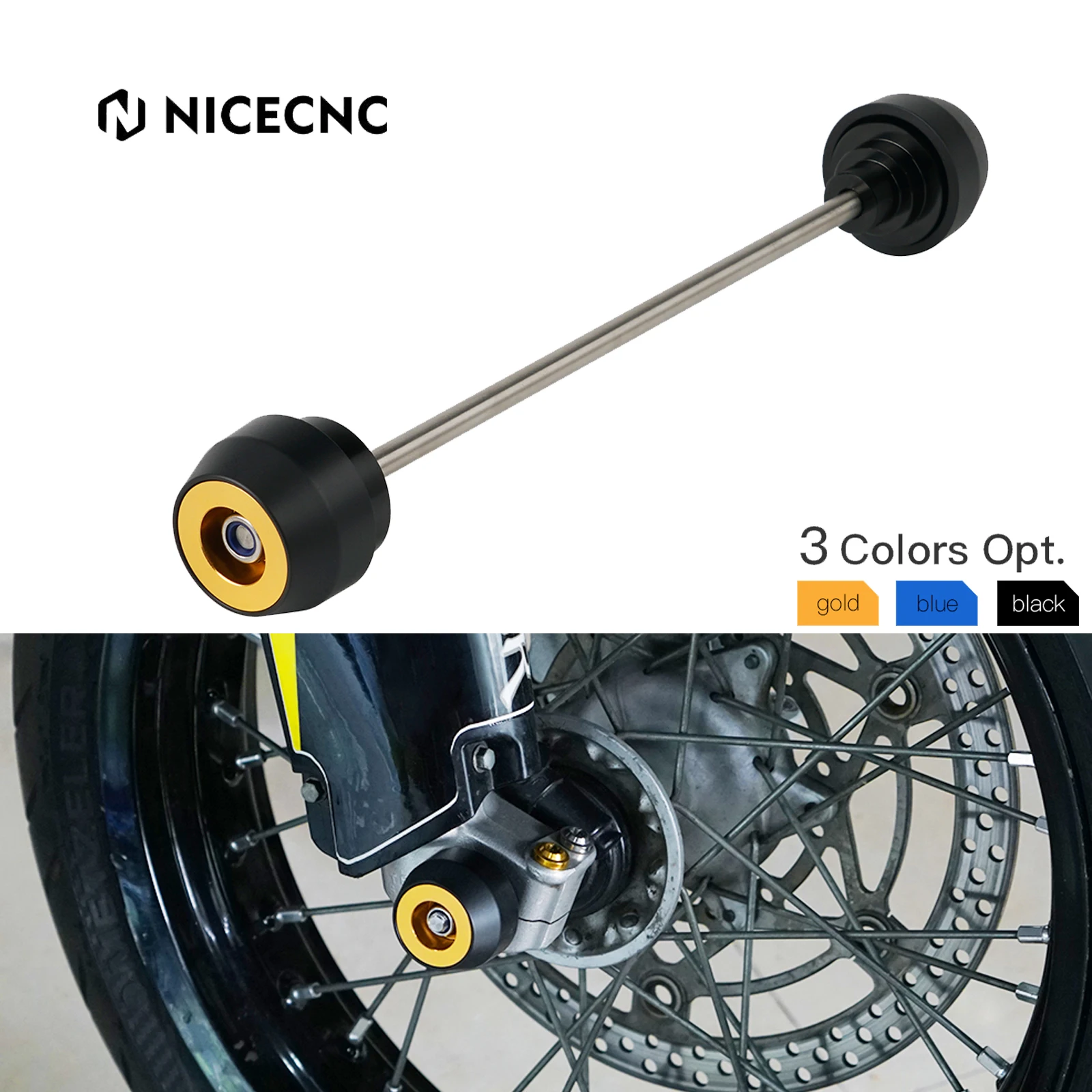 NiceCNC For Suzuki DRZ400SM 2005-2021 DRZ400 DRZ400E DRZ400S 2000-2021 DR-Z 400 SM E S Front Axle Slider Falling Crash Pad