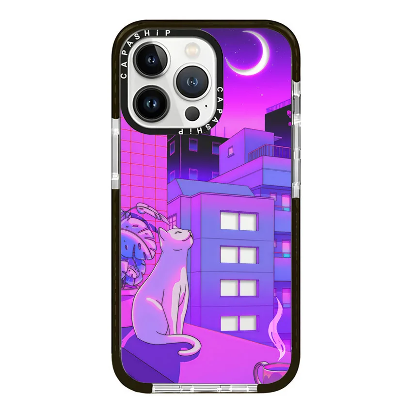 Look At Moon Cats On Toilet Case For iPhone 16 15 14 13 12 11 Pro X XS XR Max 7 8 Plus SE 2022 Soft TPU Shockproof Back Cover