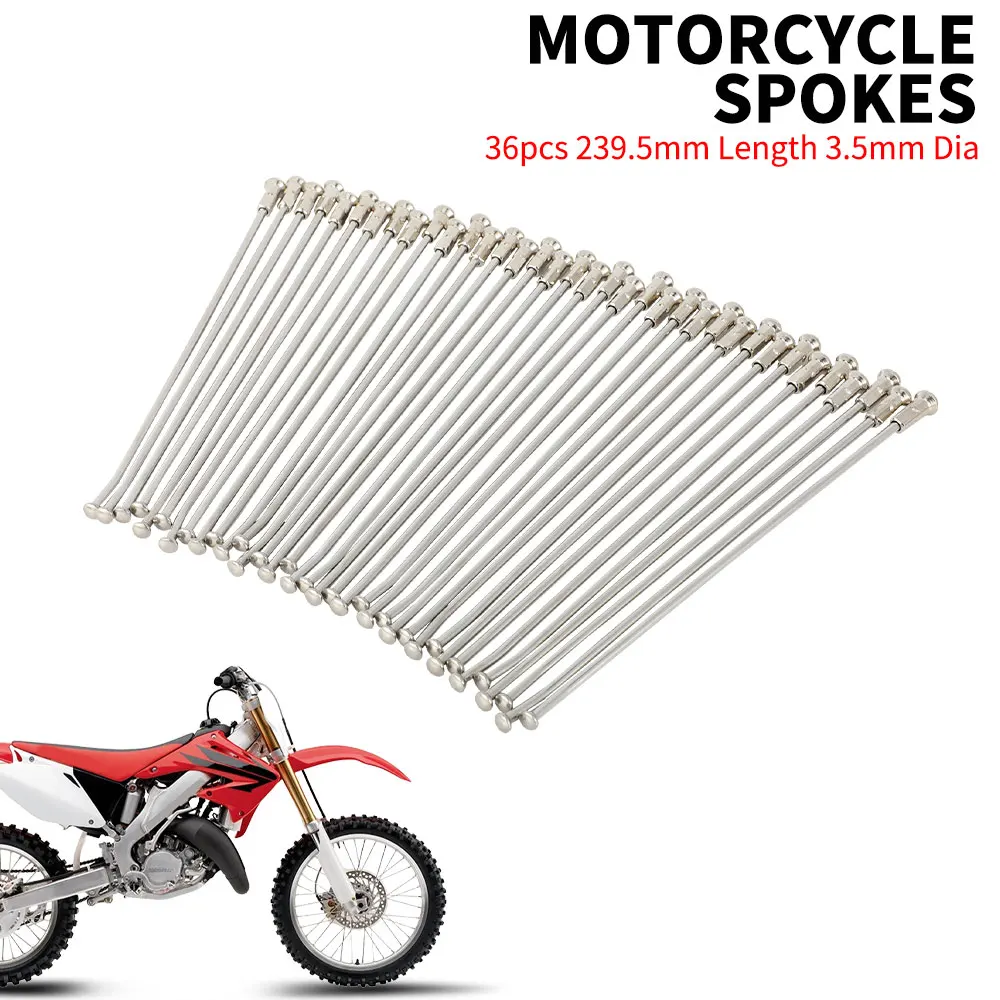 Motorcycle 36 Pcs 239.5mm Length 3.5mm Dia Wheel Steel Spokes Nipples For HONDA CR125R 250R 500R CRF250R 250X 450R 450X Parts