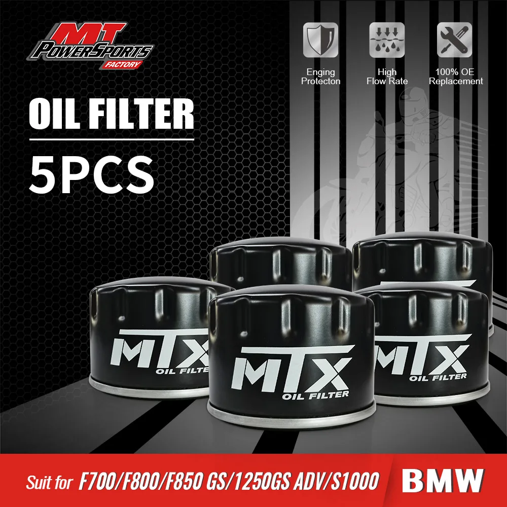 5pcs Oil Filter For BMW F650GS F750 GS F800 GS S1000 R K1200 R1200 GS K1300 R Bimota 1000 BB3 Motorcycle Moped Scooter Dirt Bike