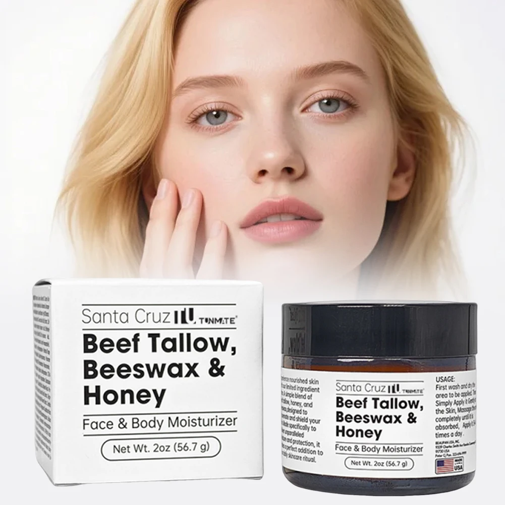 Beef Tallow Beeswax Honey Face Moisturizer Tallow Honey Skin Balm for Normal Oily Dry Even Skin