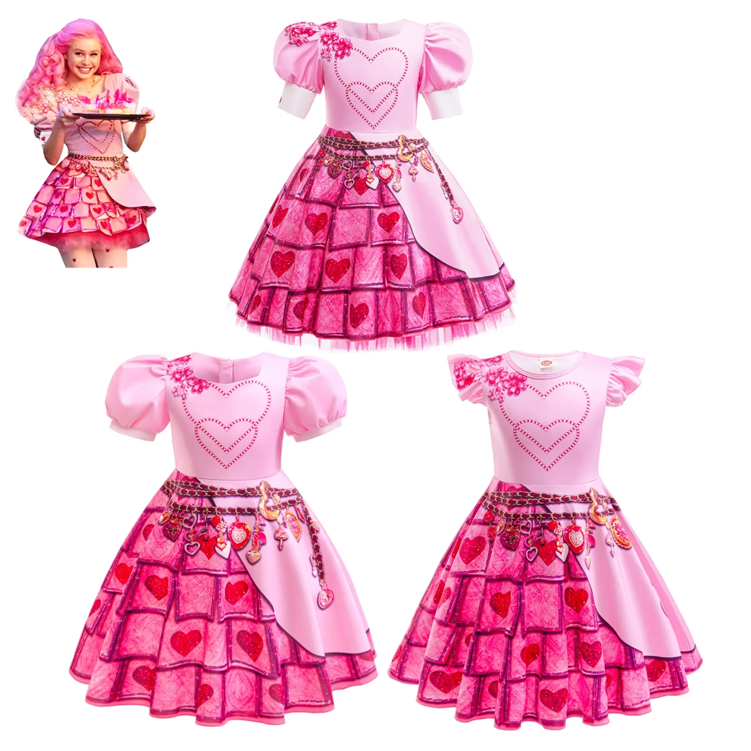 

Red Heart Queen's Rise Princess Costume Children's Halloween Performance Dress Girls' Dress Stage Performance Outfit Children