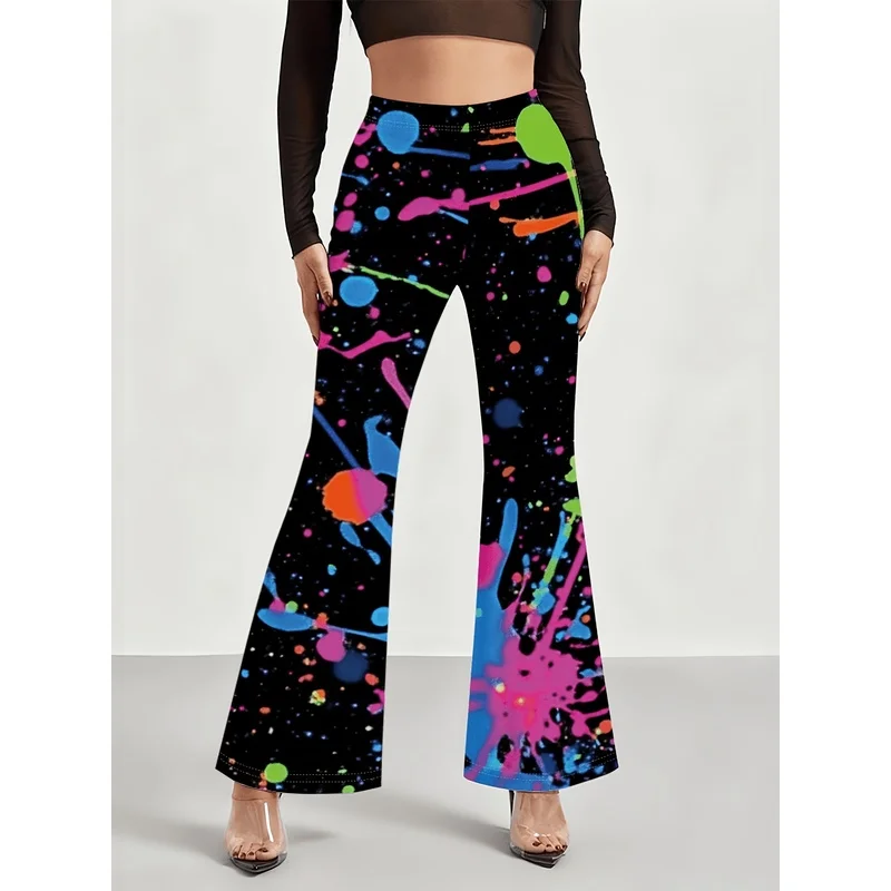 Printed flared pants for teenagers aged 7-16, suitable for daily street casual wear, suitable for all seasons