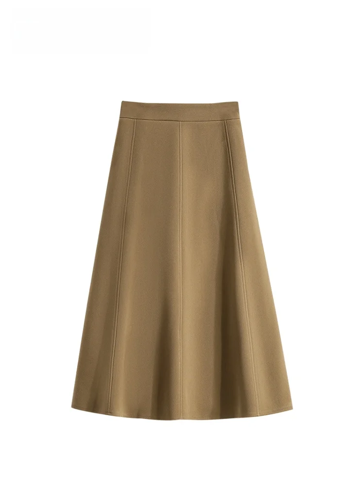 

Шерстяная юбка больших размеров с высокой талией, женская осенне-зимняя новая повседневная юбка, юбка трапециевидной формы, Thiened из полиэфирного волокна