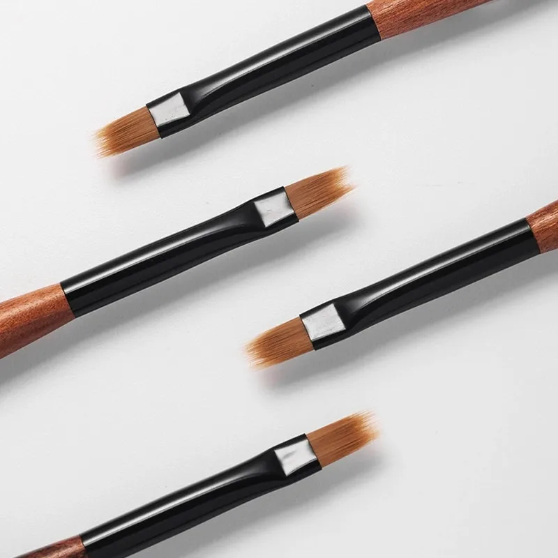 แปรงทาเล็บลายไล่สี ด้ามไม้จันทน์ 1/2 ชิ้น สำหรับเพ้นท์เล็บ ทาสีเจลยูวี ไล่สีอะคริลิค