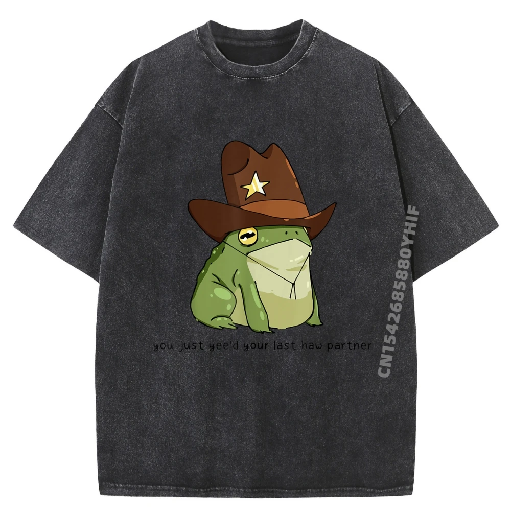 

Funny You Just Yee'd Your Last Haw Partner Ковбойская лягушка Мем Мужская дизайнерская футболка Зимние мужские подарки Мягкие потертые футболки