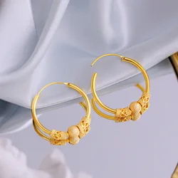 Advanced 14k Gold Color Lucky Bead Earring for Women Bride Wedding Birthday Valentine's Day Drop Earrings Jewelry Gifts