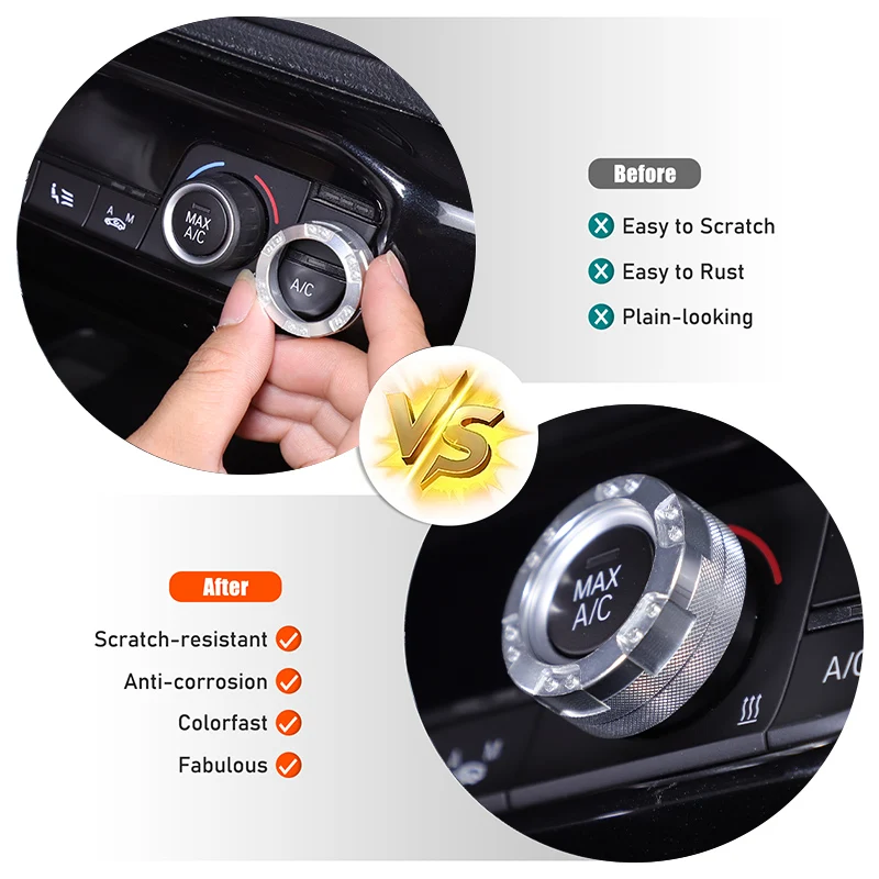 For Toyota GR Supra MK5 A90 2019-2024 Aluminum alloy Car Central Control Air Conditioner Volume Knob Ring Trim  accessories