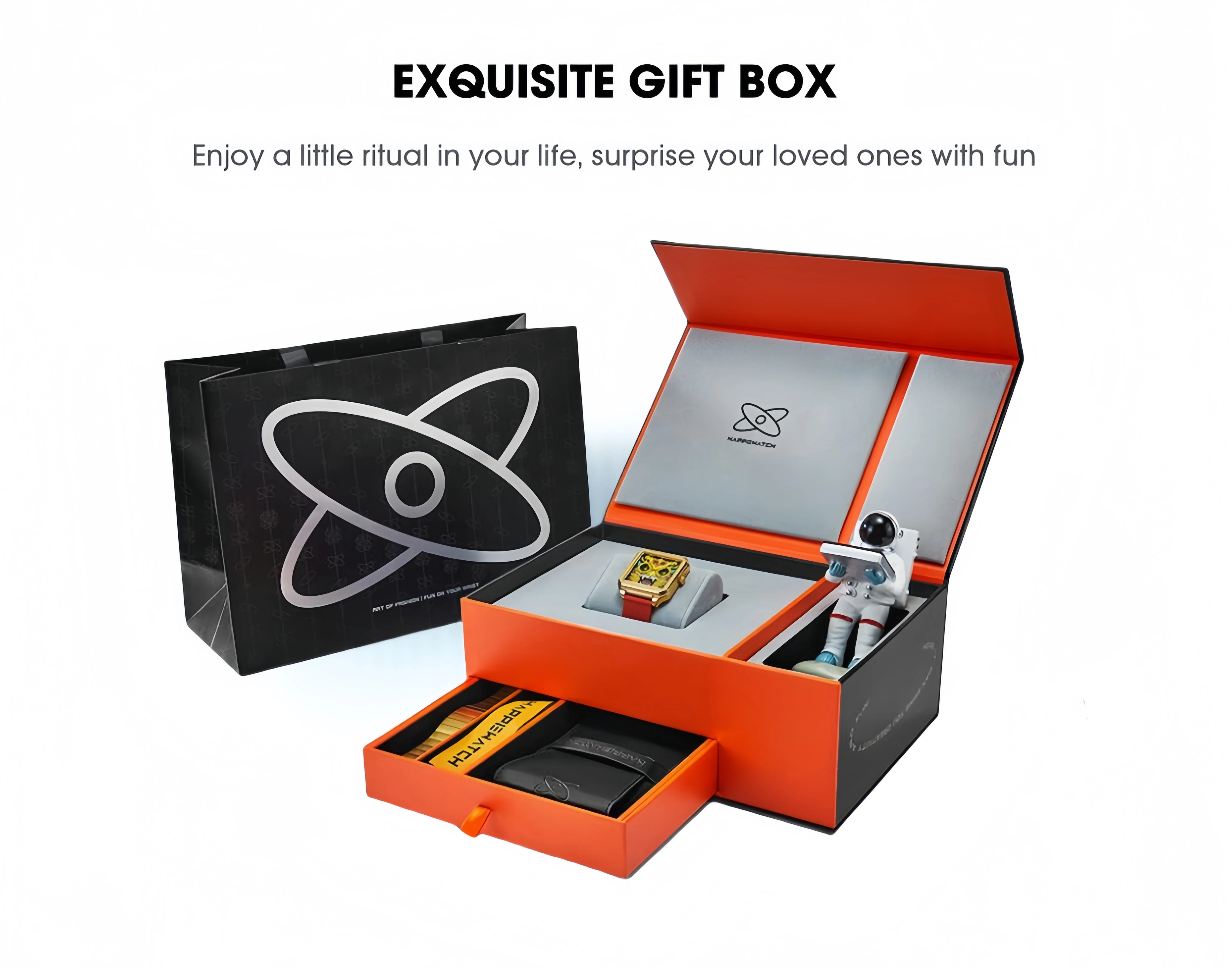 Happie Watch Couple Quartz Watches Real Moon phase Calendar Watch for Men/Women Elegant Luxury Women Wristwatch Gift Box Set